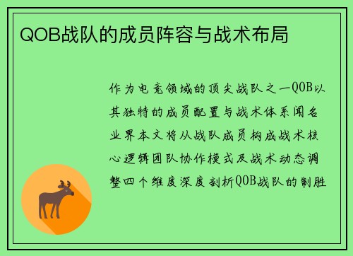 QOB战队的成员阵容与战术布局